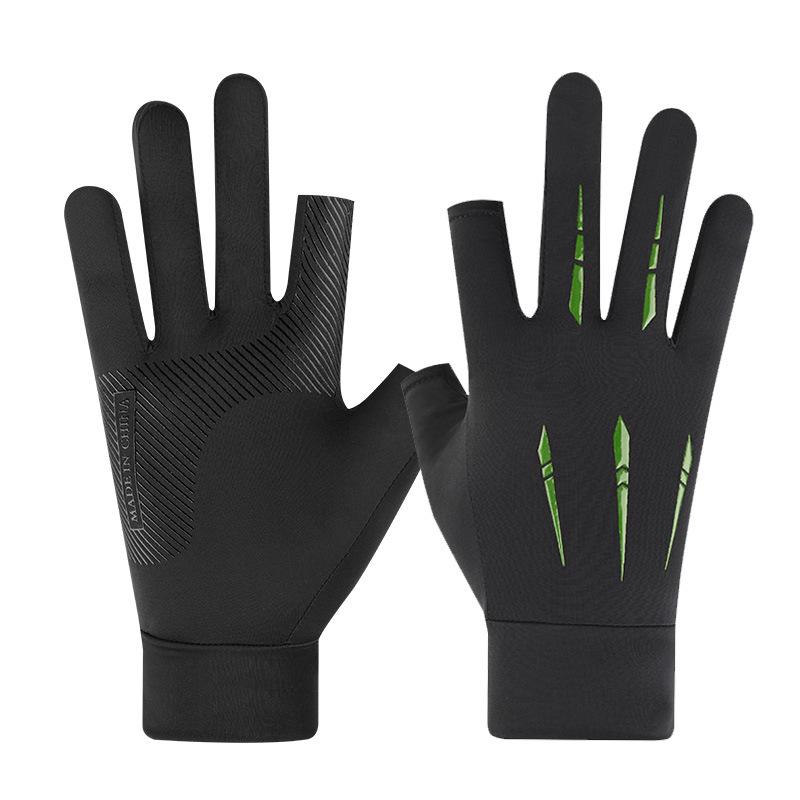 Sunscreen gloves men's summer ice silk thin two-finger leakage fishing non-slip takeaway rider riding gloves women