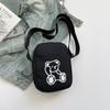 Cute Bear Embroidery Shoulder Bag for Women, Versatile Single Strap Crossbody Phone Pouch, Casual Student Canvas Handbag