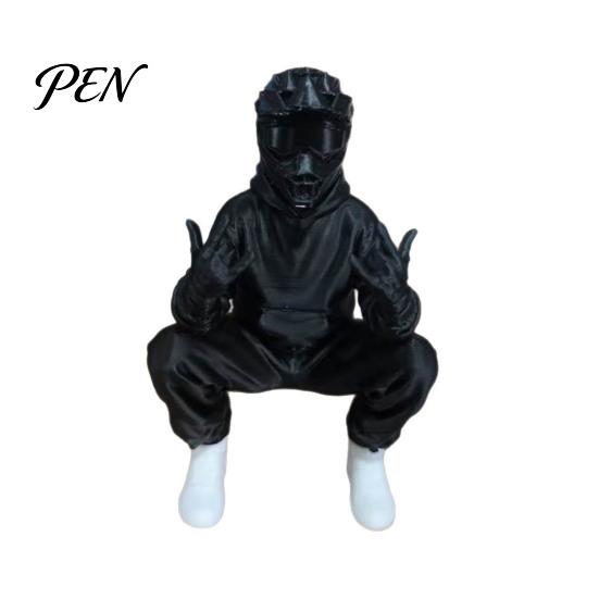 Creative Gifts for Motorcyclists 3D Printed Cool Off-Road Biker Figurine, Squatting Rider Statue, Trendy Desktop Enthusiast Presents Ornament,