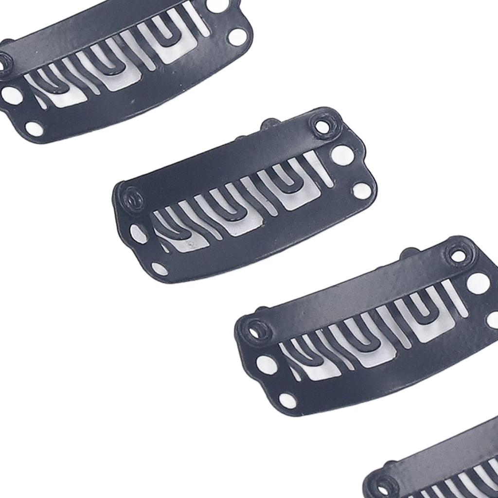 100 Stück 2,3 cm U-Form Perückenclips 6 Kammzähne Edelstahl Schwarz Perückenzubehör Druckkammclips für Haarverlängerung