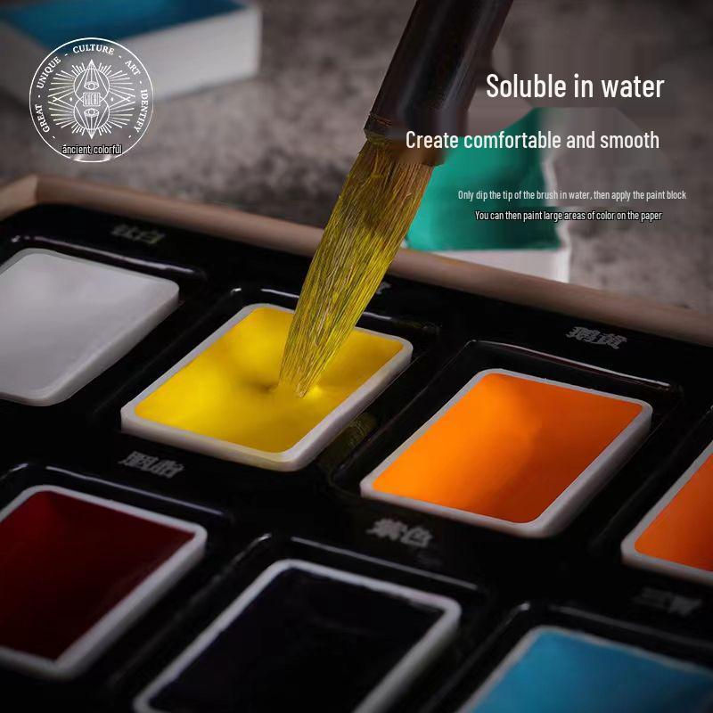Rubens Han Series Traditional Chinese Painting Pigments Set - 24 or 12 Solid Colors for Beginners