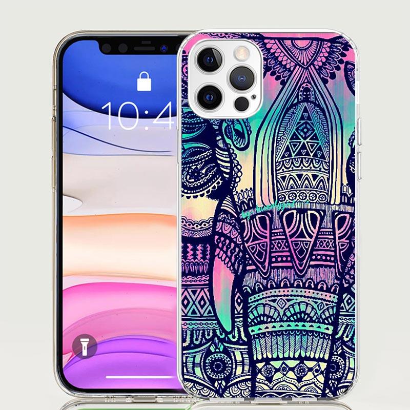 Elephant Mandala Aztec Phone Case For iPhone 17 Air 16 15 Plus 11 14 Pro Max 13 Mini 12 7 8 + SE Pattern Art Customized Cover 17
