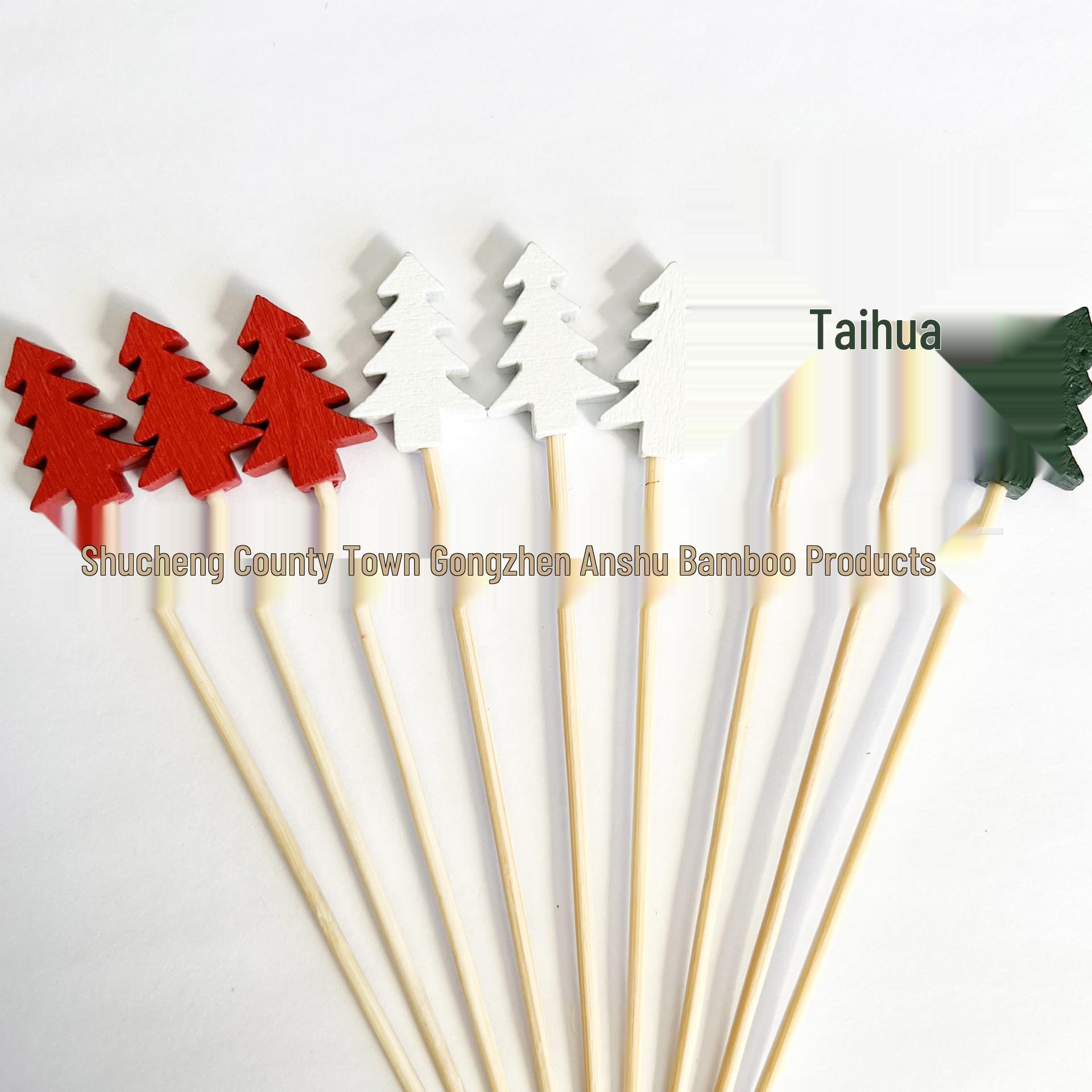 100-Pack Christmas Fruit Picks: Santa, Snowflake, Reindeer Bamboo Skewers Total length approximately 12cm