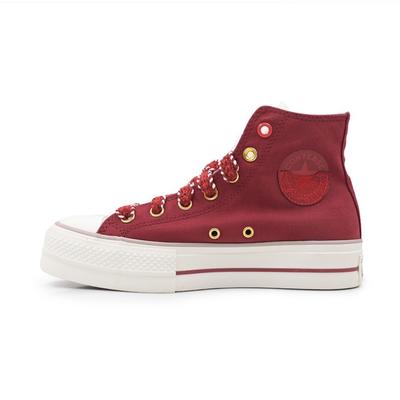 Chuck Taylor All Star Lift Espadrilles Confortables Hautes pour Femmes Rouge