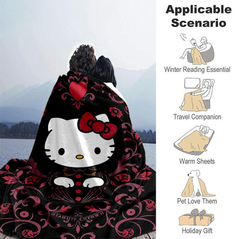 1pc Charm Hello Kitty Blanket, Seasonal Universal Home Decorative Throw Blanket, Living Room, Travel, Camping, Car Blankets, Beach, Office Naps, Perfe