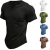 Summer Short Sleeve Men's T Shirts Men Tee Buttons V Neck T-Shirt Man Solid Top