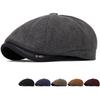 HT5029 Beret Cap Men Women Autumn Winter Knit Hat Warm Artist Painter Wool Beret Hat Male Female Octagonal Flat Cap Mens Berets