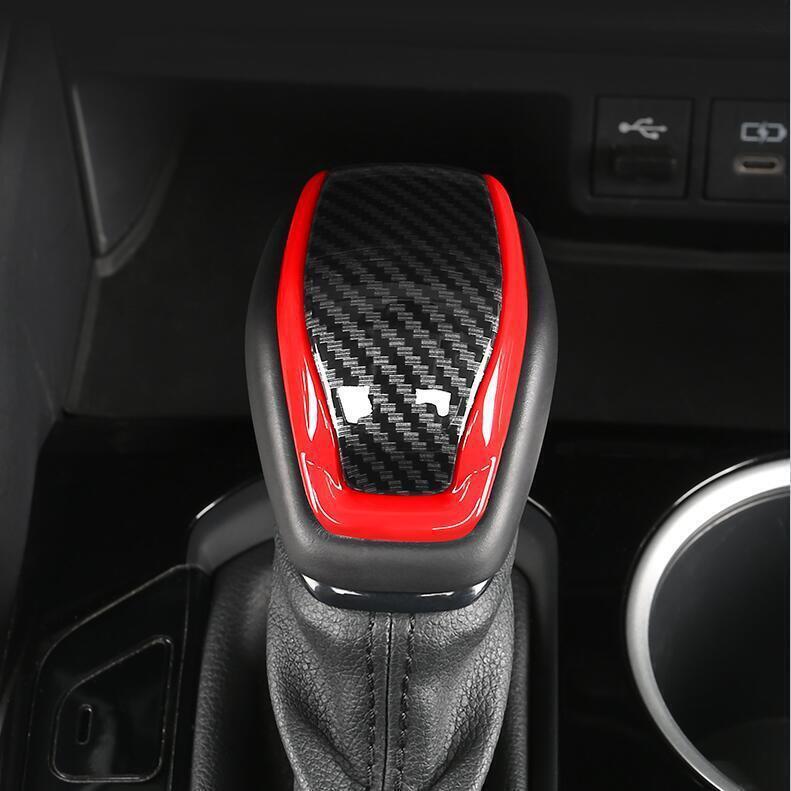 ABS Red&Carbon fiber Gear Shift Knob Cover Trim For Toyota Grand Highlander 1pcs