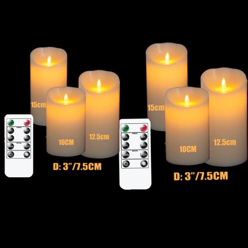 

6 шт. беспламенных светодиодных свечей с пультом дистанционного управления, таймером, работающим от батареек, мерцающая свеча для домашнего декора, вечеринки, свадьбы, Рождества