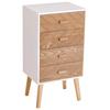 Comfortable 4 Drawer Dresser Bedroom Nightstand With Raised Legs For Living Room 40x30x75 Cm White And Natural