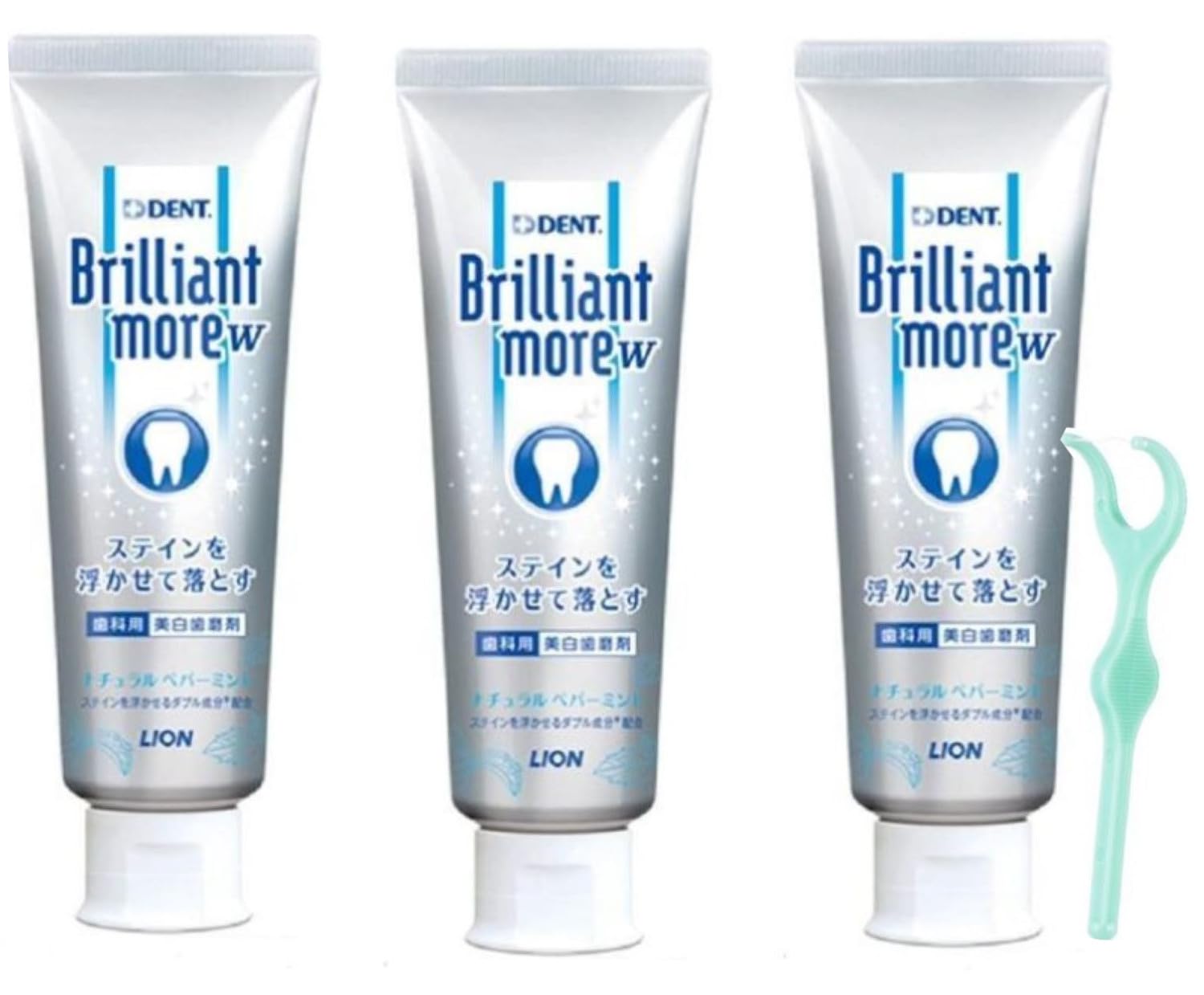 

[Set of 3] Dent Health Brilliant More Double Natural Peppermint 90g x 3 + Ultra Floss S 1