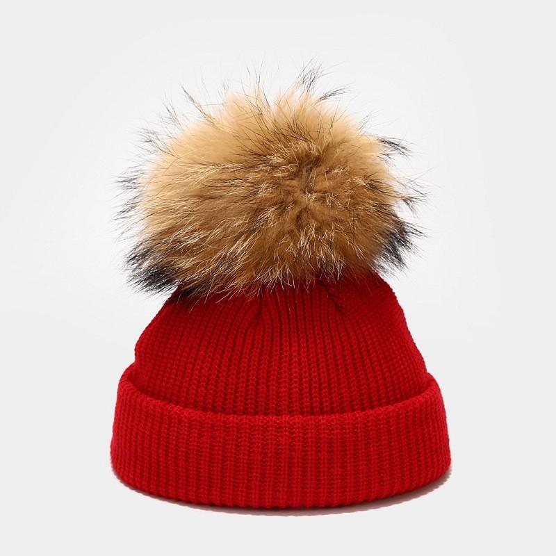 Knitted Hat For Kids Winter Warmth With Plush Ball Decoration For Outdoor Play