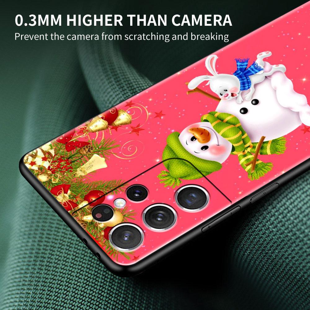 Bumper Case For Samsung Galaxy S22 Ultra S21 FE S20 Plus S10 Lite Phone Cover S10e S9 S8 S7 Silicone Funda Christmas Snowman Sac