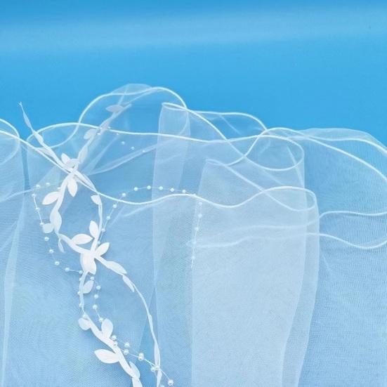 Bridal Bowknot Decor Double Layer Head Veil with Hair Comb Wedding Photography Performance Princess Bow Veil Hair Accessories