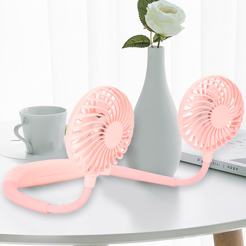 Neckband USB Fan Portable Sports Plastic Mini Hanging Neck 3-Speed LED  Rechargeable