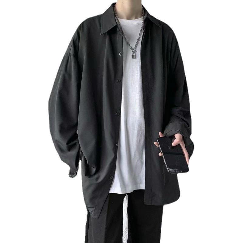 Pánské letní tričko s dlouhým rukávem z ledového hedvábí, hongkongský japonský styl