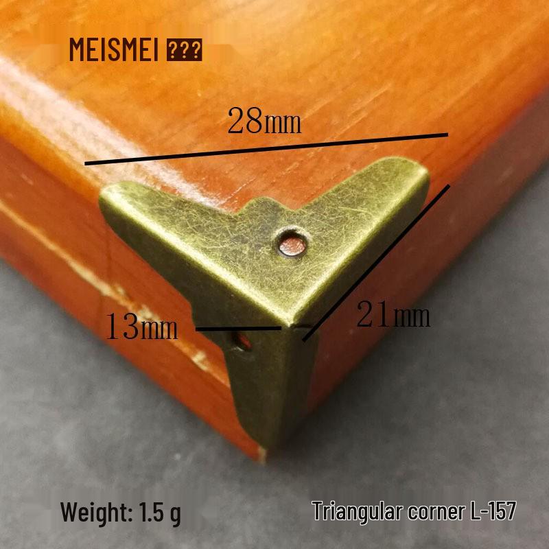 

28x21mm Wooden Box Metal Corner Protector for 90° Angles - Triangle Right Angle with Fixing Iron for Furniture. Single Ancient Copper L-157 Triangle Corner