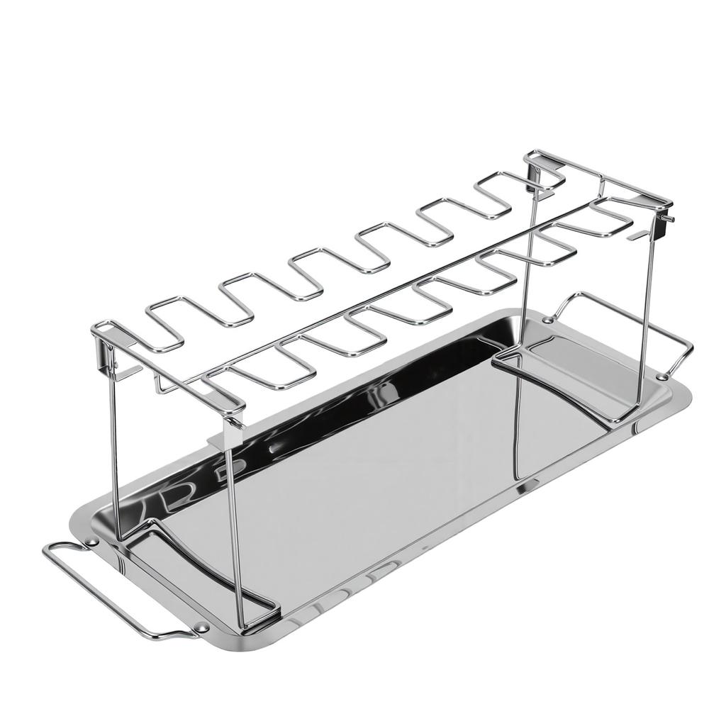 Chicken Leg Rack Detachable Foldable Stainless Steel Chicken Wing Rack with Drip Pan for Outdoor Household