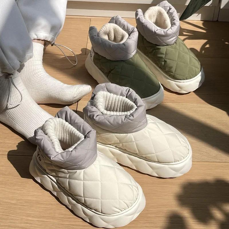 Fashion Thicken Plush Warm Winter Cotton Shoes for Women 2024 Thick Sole Waterproof Snow Boots Woman Non Slip Platform Ankle Booties
