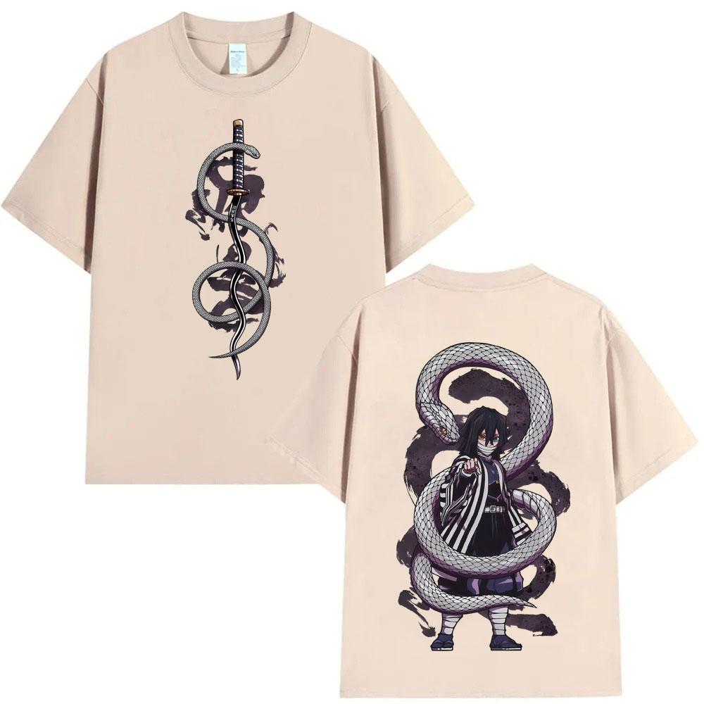 Summer Demon Slayer Obanai Iguro Serpent Hashira DualSided Anime TShirt Unisex Oversized Streetwear Cotton Tops