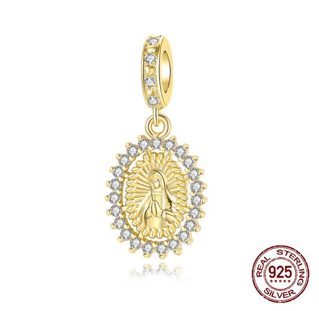 Copper Golden Series Compass Whistle Virgin Mary Dangle Charms Beads Pendant Fit Bracelet Necklace Diy Jewelry Gift