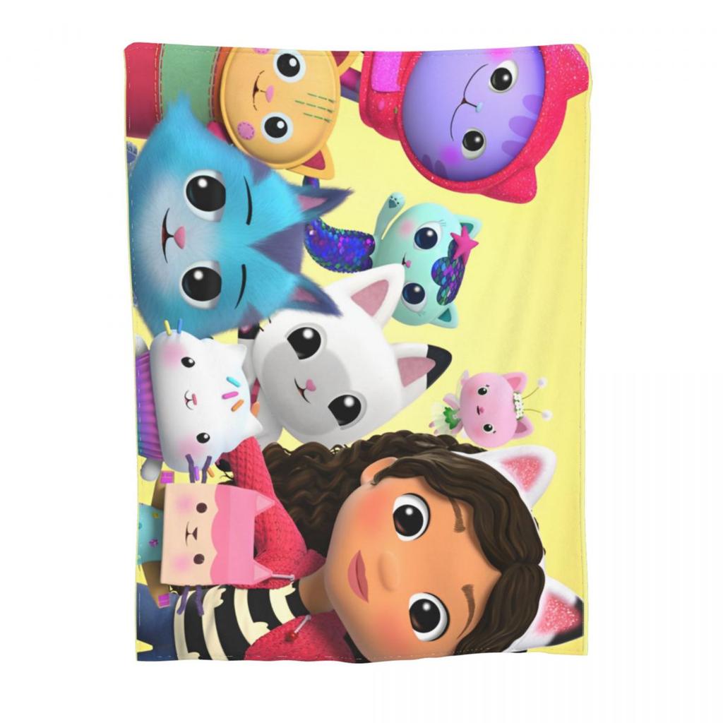 Gabbys Dollhouse Cartoon Blanket Velvet Summer Portable Super Warm Throw Blanket for Bedding Travel Bedspreads