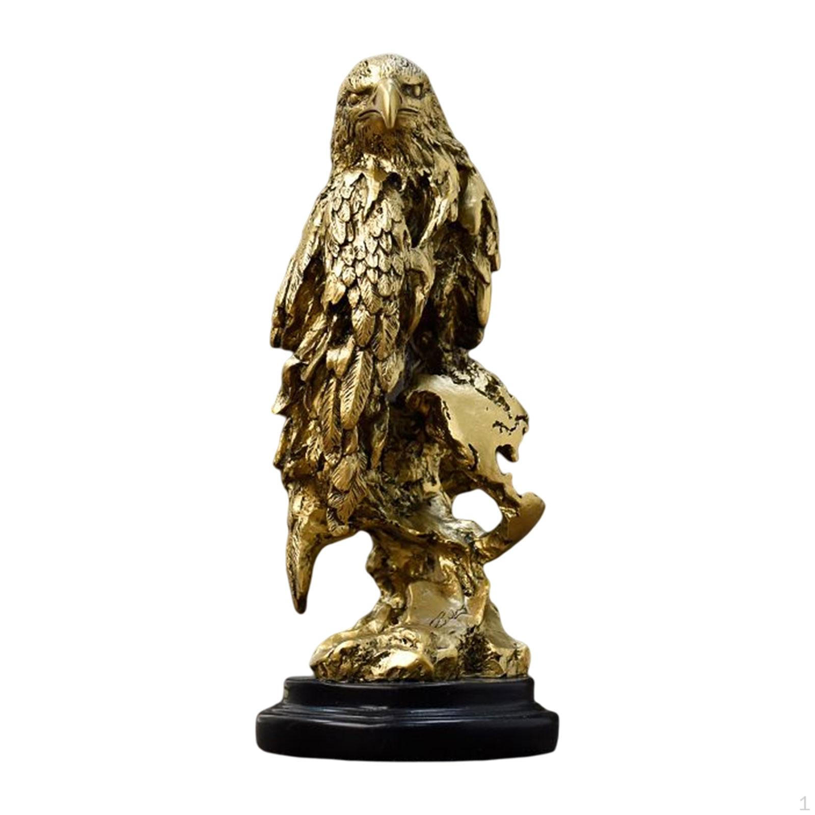 

Antique Eagle Statue Figurine Ornament Animal Statues Sculpture Craft for Office Bedroom Tabletop Aureate
