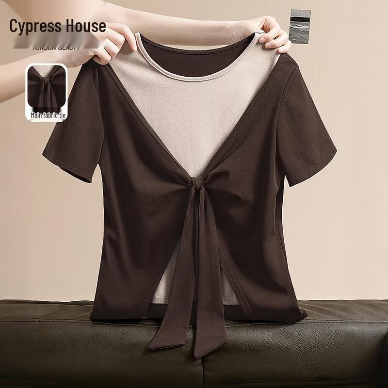 Women s Faux Two-Piece Contrast T-Shirt S