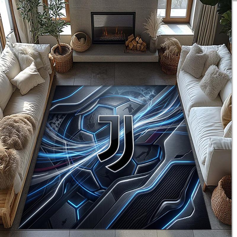 Juventus FC Printed Flannel Area Rug Non Slip Soft Polyester Floor Carpet Indoor Decor Mat for Bedroom Living Room Sofa