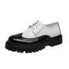 Carved business casual lace-up patent leather dress small leather shoes platform British Brock round head shoes