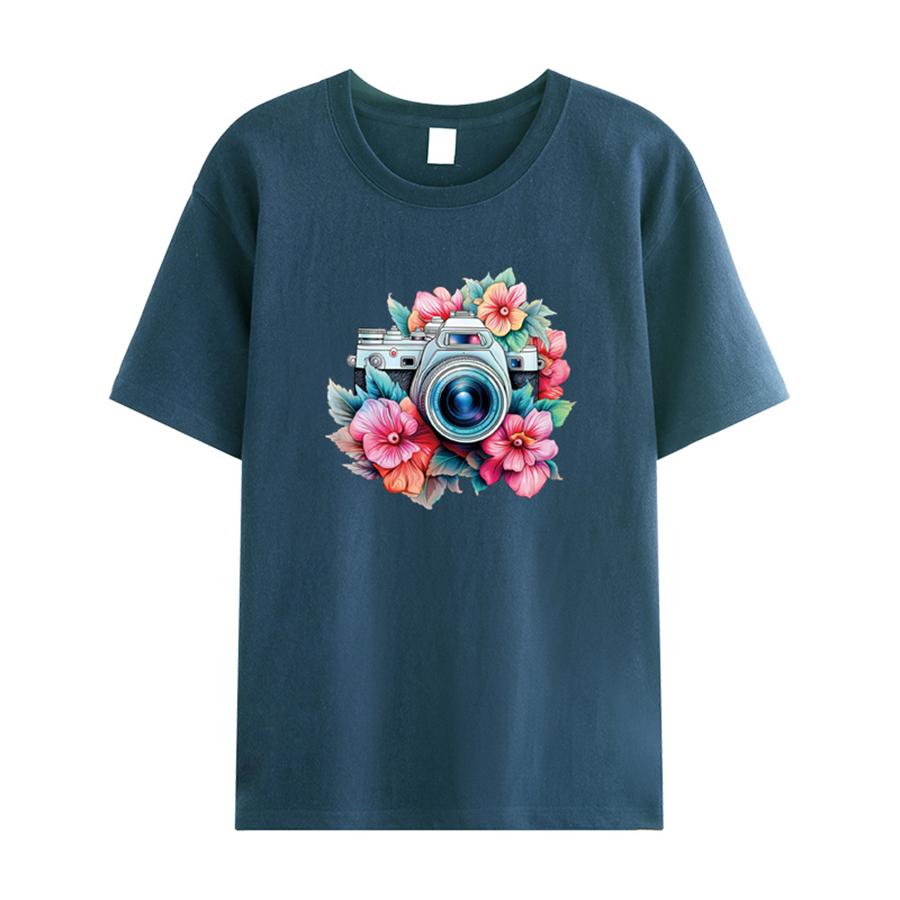 Flower Camera Stickers Patches Decals Diy Craft Supplies Garment Accessory Heat Transfer Diy Washable New Clothes Sticker