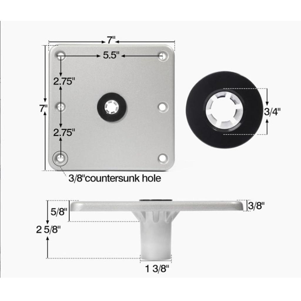 Aluminum Alloy Boat Seat Base, High Strength and Lightweight, with 3/4 Inch Pin Post Sockets, Fits Most Boat Seats, Gray