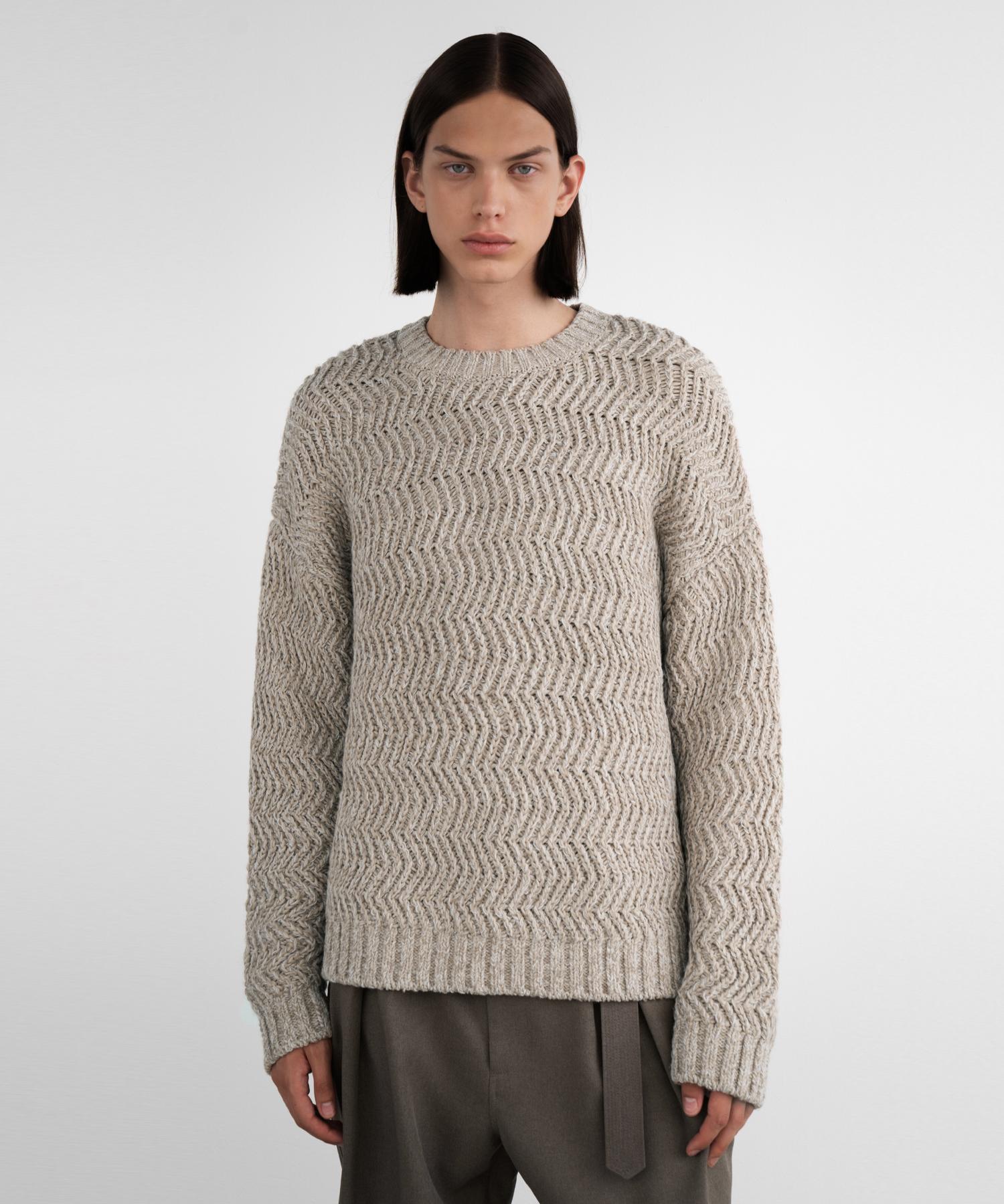 Insilence Mixed Pattern Round Knit Beige S