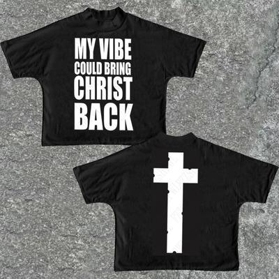 Retro Double-sided Letter Pattern Short Sleeved T-shirt Versatile Urban Y2K Top Rock Gothic Aesthetic Punk Casual Men Women Tops