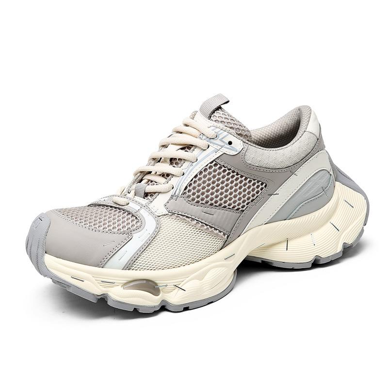 

Новая пара кроссовок-степлеров для папы, мужская и женская, 2024 года, ретро, толстая подошва, усиливающая старые универсальные кроссовки Female 40 = Male 39 бежевый