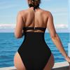New One-piece Sexy Cross-wrinkled Neck Lace-up One-piece Swimsuit for Women