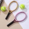 Kisangel 2 Sets Mini Tennis Racket and Ball Set 1:12 Miniature Tennis Kit Dollhouse Tennis Toy Mini Tennis Cake Topper for Sports Equipment