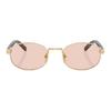 Prada Logo Elegant Design Metal Oval Sunglasses Women sunglasses Gold PRB53S5AK50V