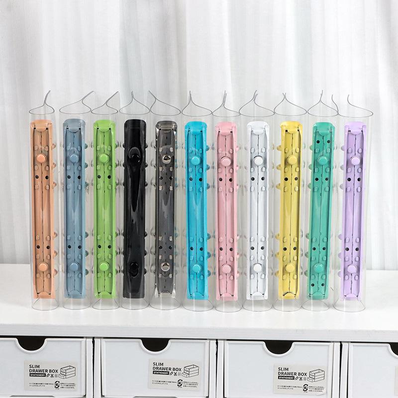 A5/A6 Transparent PVC Ring Binder Planner Cover with Snap Button and Multi-color Six-Hole Metal Clip