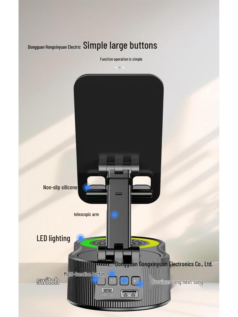Portable Multifunction Bluetooth Speaker: 5-in-1 Karaoke, Power Bank, RGB Light, Phone Stand