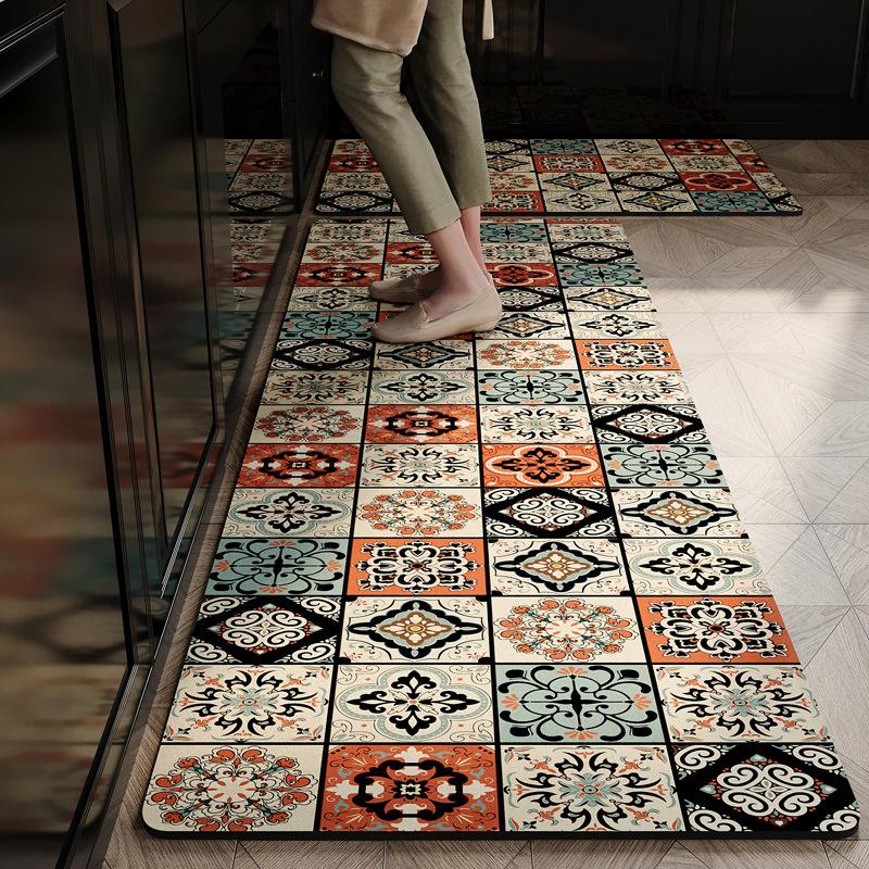 Silicoflora Wall Rug American-Style Ceramic Tiles Water-Absorbing Kitchen Bathroom Dining Room Floor Mat Home Decoration