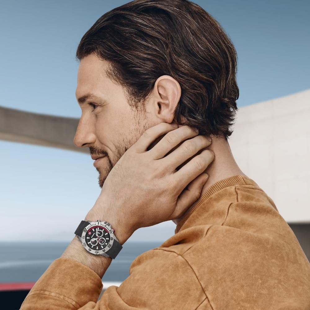 WENGER SEAFORCE CHRONO Klokke Quartz Analog Rustfritt Stål Urkasse Svart Urskive Svart Silikonstropp 200m Vanntett 3 års garanti Svart Herre