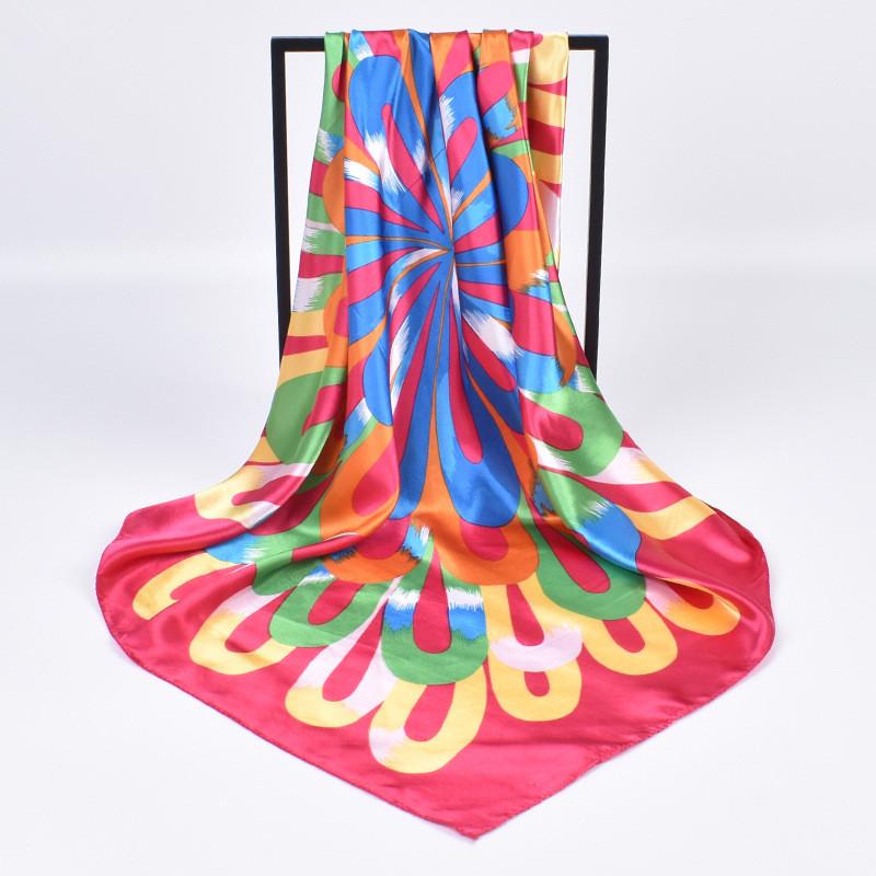 New Fashion Square Silk Scarf Women Luxury Brand Satin Print Hijab Scarves Pareo Bandana Female Shawl Wrap Headband Foulard