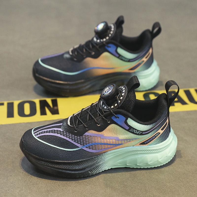 

Kids Lightweight Rotary Button Breathable Mesh Running Sneakers for Spring 35