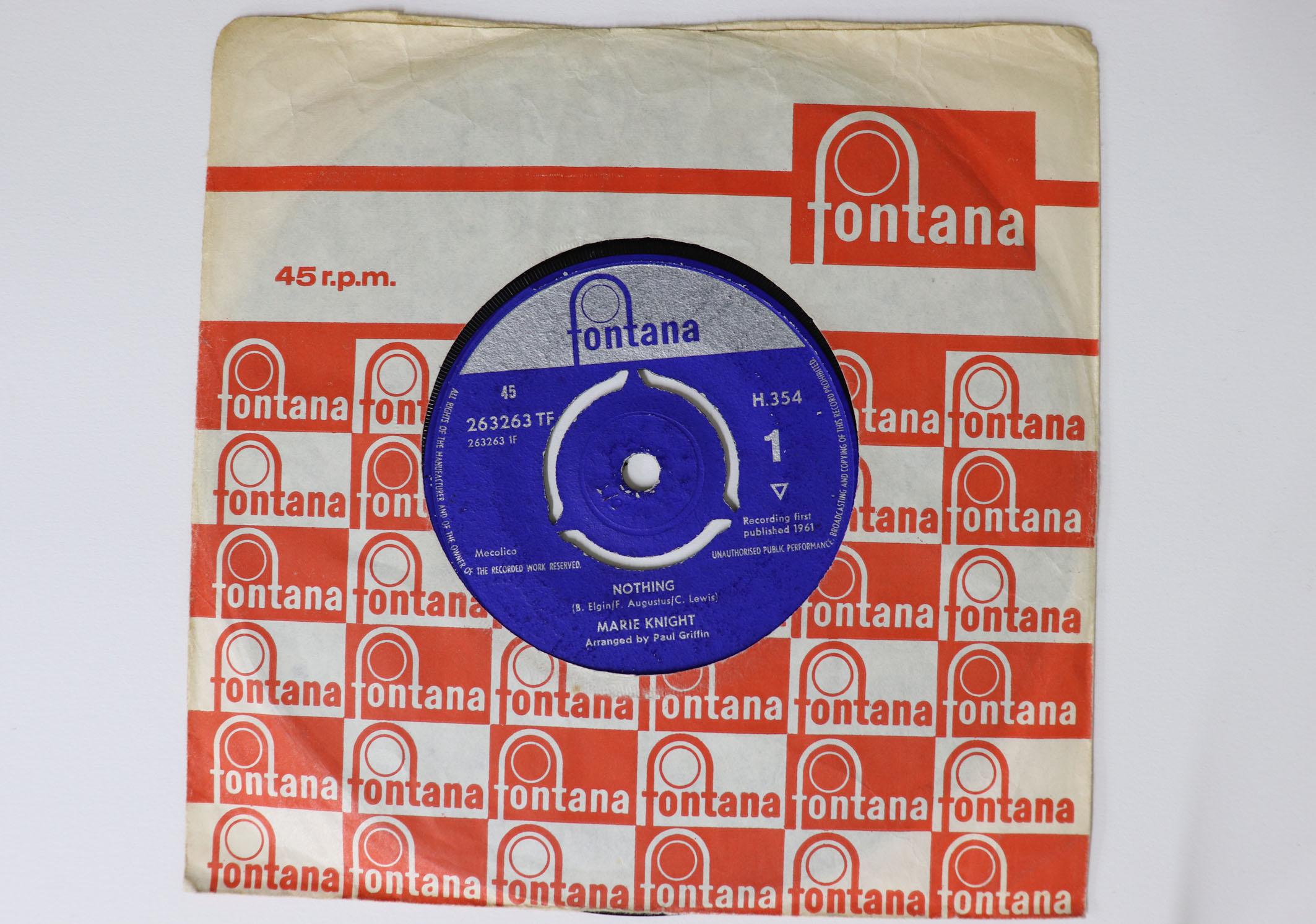 

7inch Record MARIE KNIGHT Nothing Come Tomorrow 263263TF FONTANA 1962 UK Blues Used