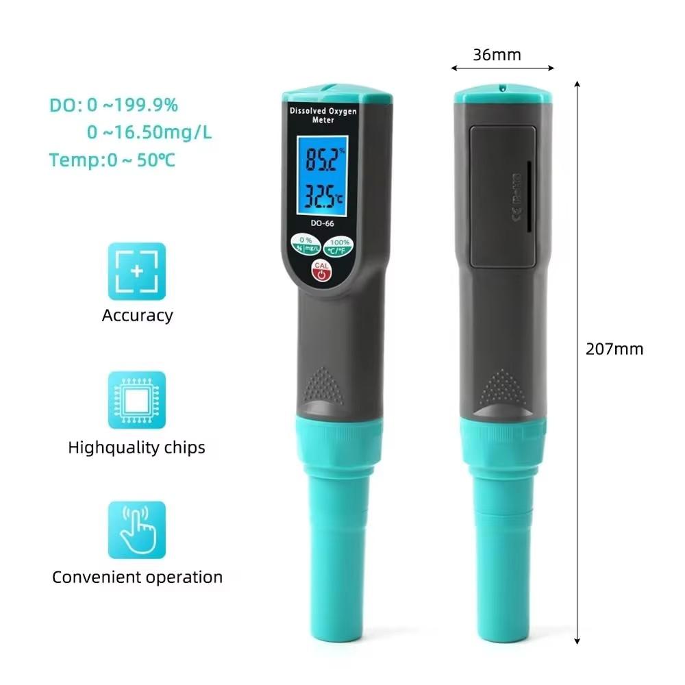 DO-66 Dissolved Oxygen Analyzer Pen Type Intelligent Dissolved Oxygen Tester LCD Display for Aquarium Fish Tank Aquaculture