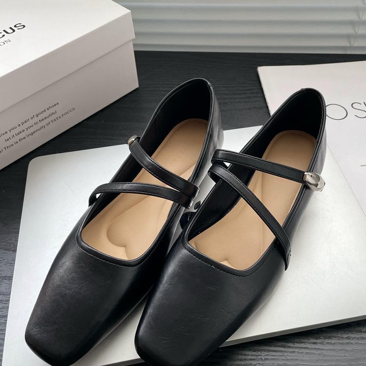Single Shoe Women's 2025 New Super Foreign Comfortable and Versatile with Skirt One Pedal Soft Sole Square Head Mary Jane Women's Shoes