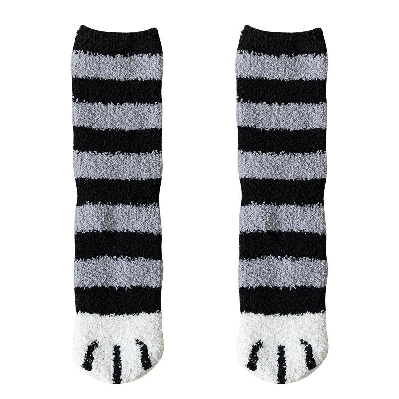 

Autumn and Winter Coral Fleece Socks Women s Sleeping Mid-tube Socks Cute Cat s Claw Socks Thickened Warm Sweet Floor Socks
