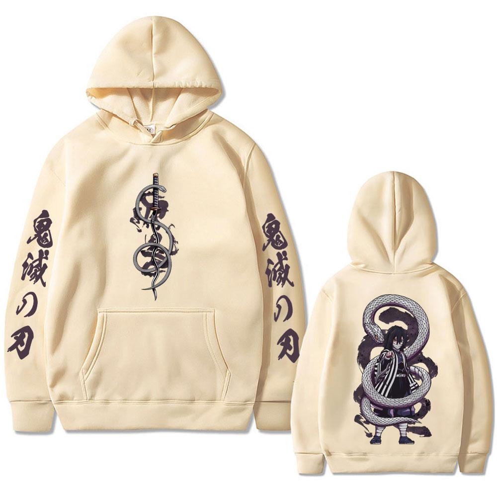 Anime Demon Slayer Serpent Hashira Iguro Obanai Hoodie Men Women Clothing Oversized Hoodies Man Vintage Hooded Tracksuit