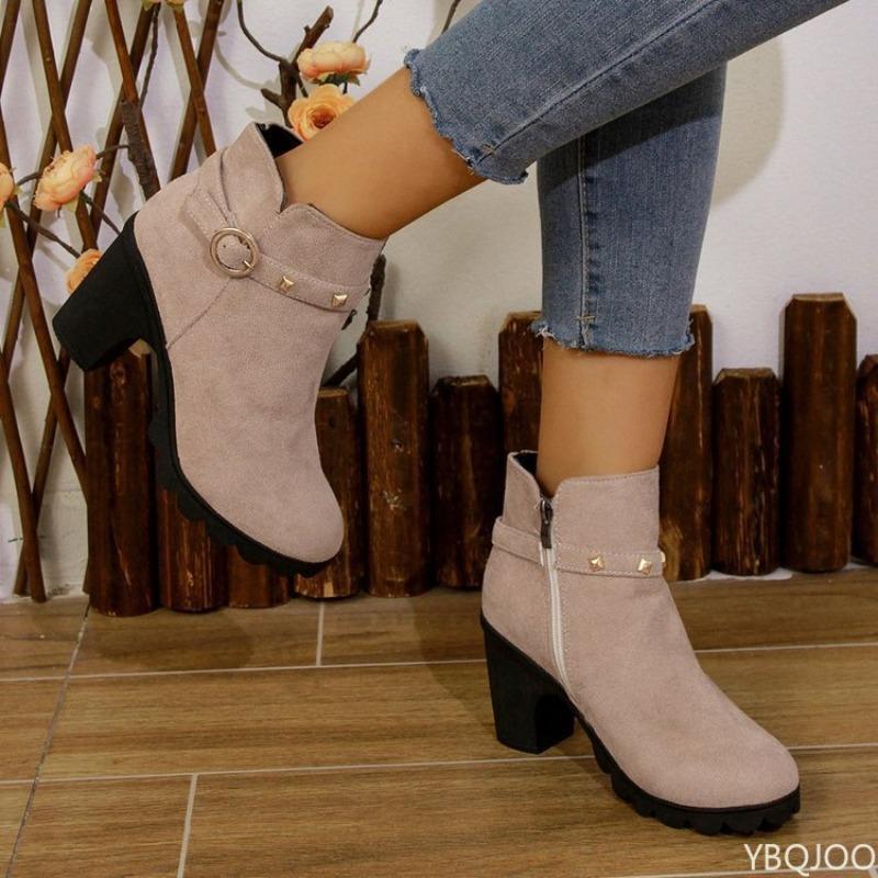 New Spring Winter Retro Minimalist Women Boots Fashionable Versatile Lace-up Ladies Shoes Elegant Minimalist High Heels Boots